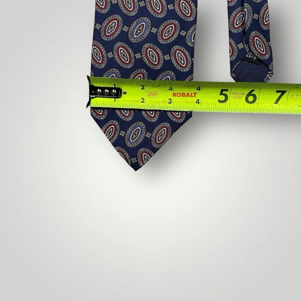 Vintage Christian Dior‎ Monsieur Tie Designer Blue Red Silk Necktie